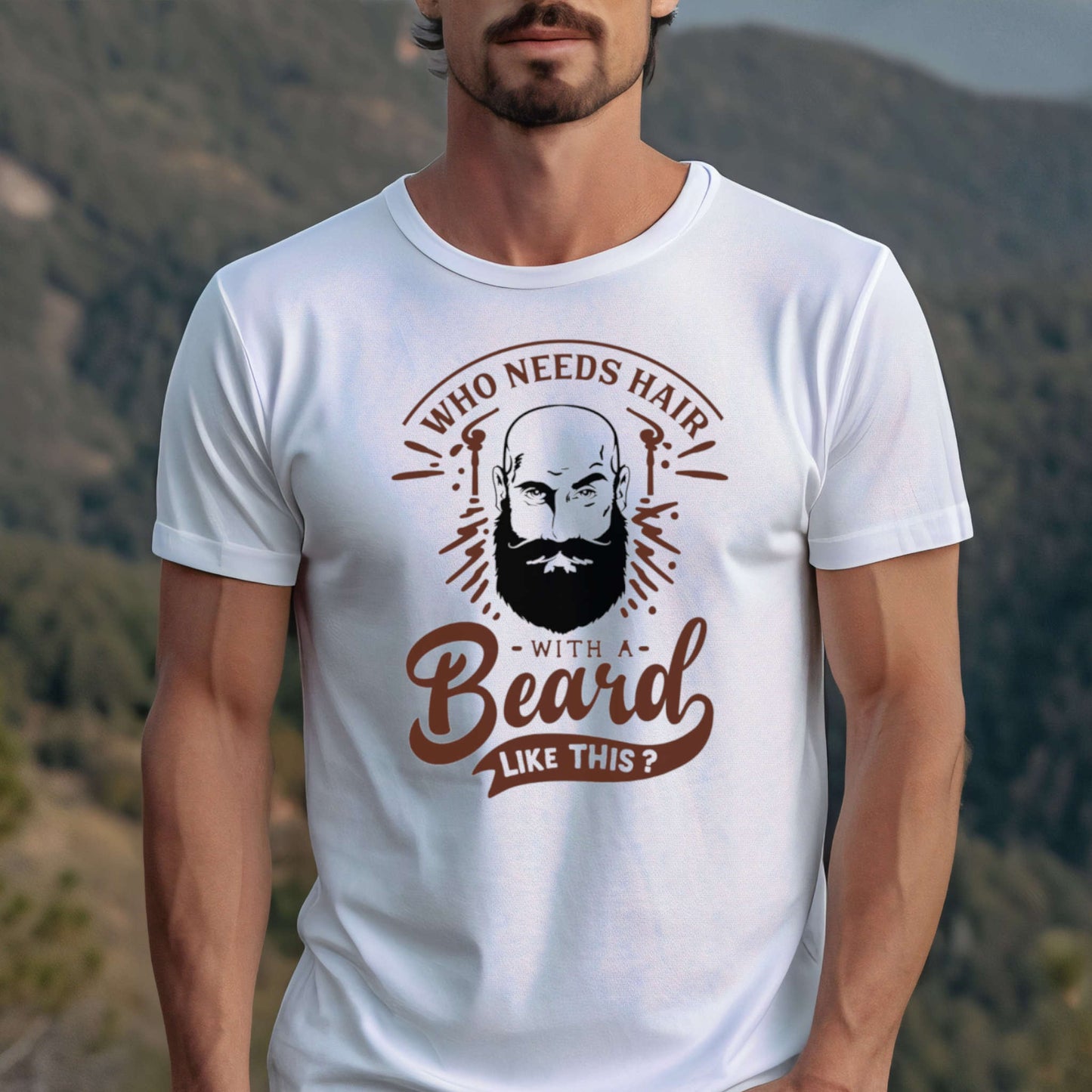 T-shirt for Men. Who Needs Hair with a Beard Like This.