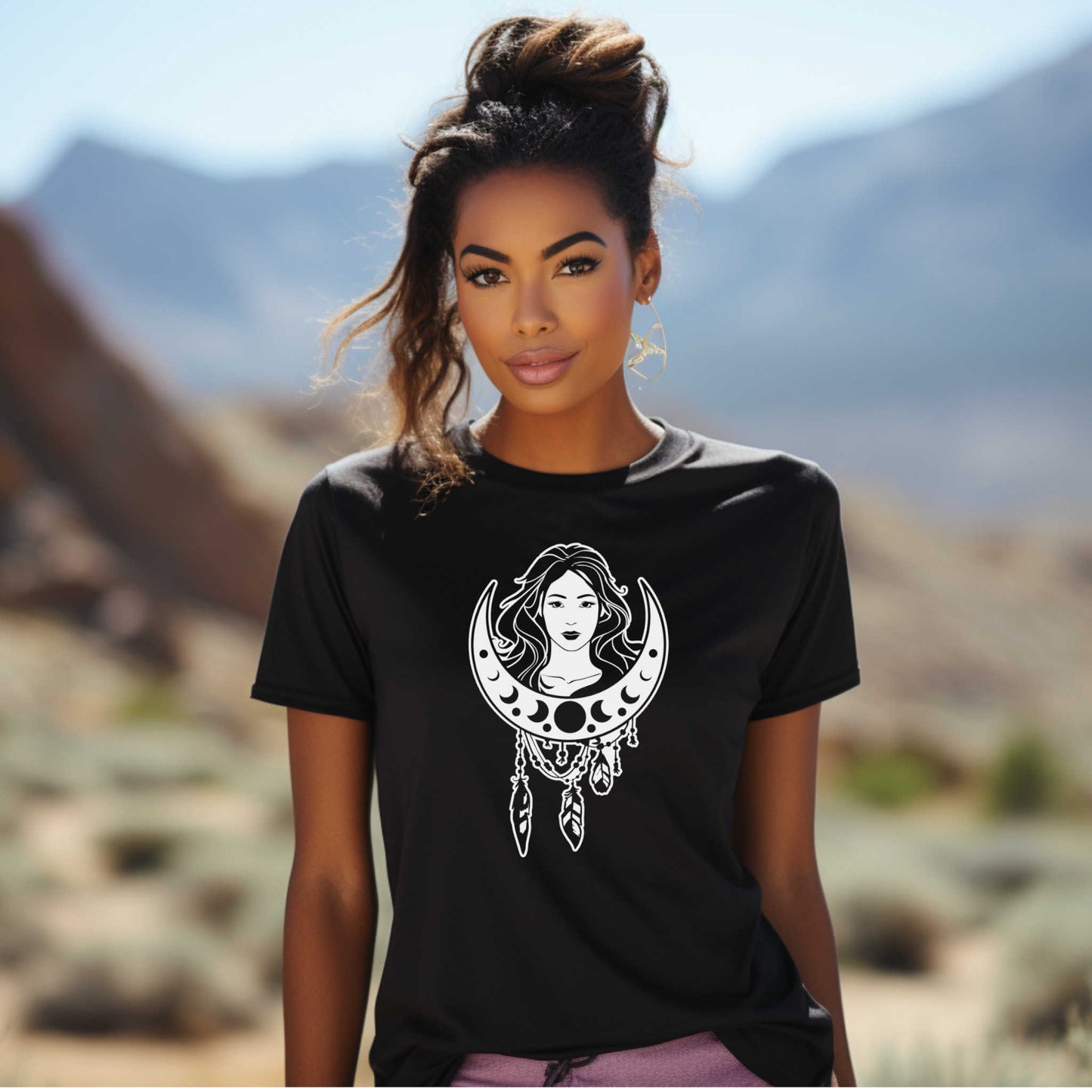 Moon Girl #1 T-shirt Print, Artistic Celestial Girl Tee.