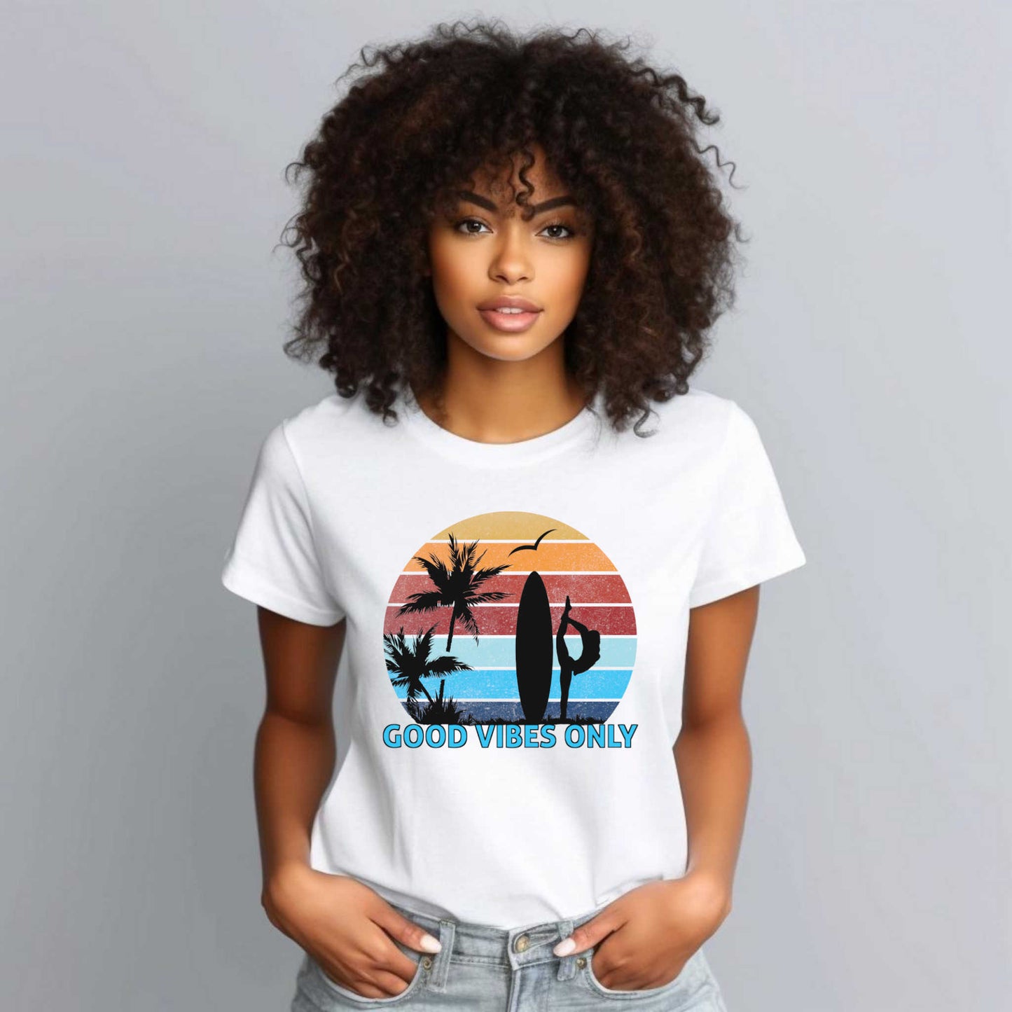 Good Vibes Only T-shirt for Women, Summer Vacation Outdoor Tee.