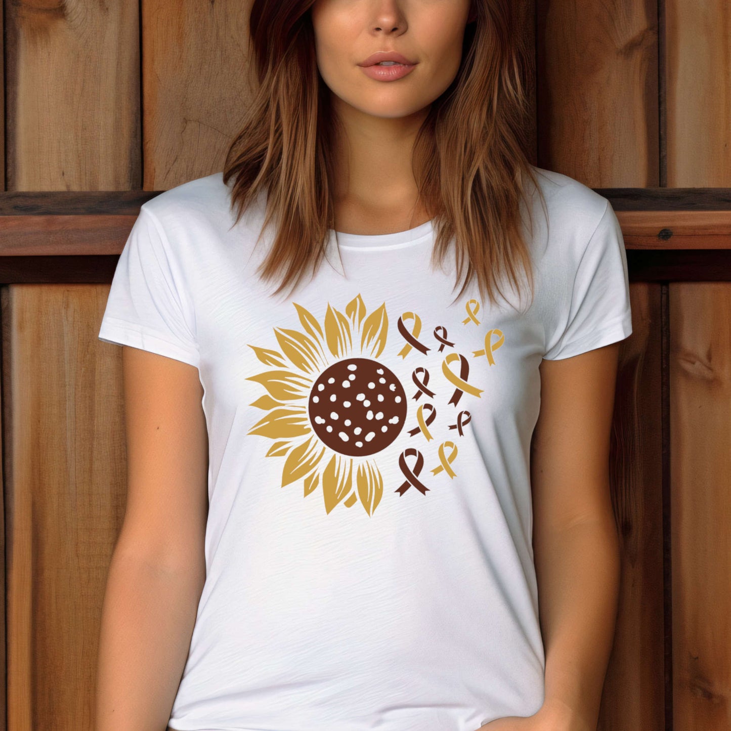 T-shirt with Sunflower. Cancer Awareness.