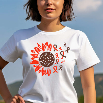 T-shirt with Sunflower. Cancer Awareness.