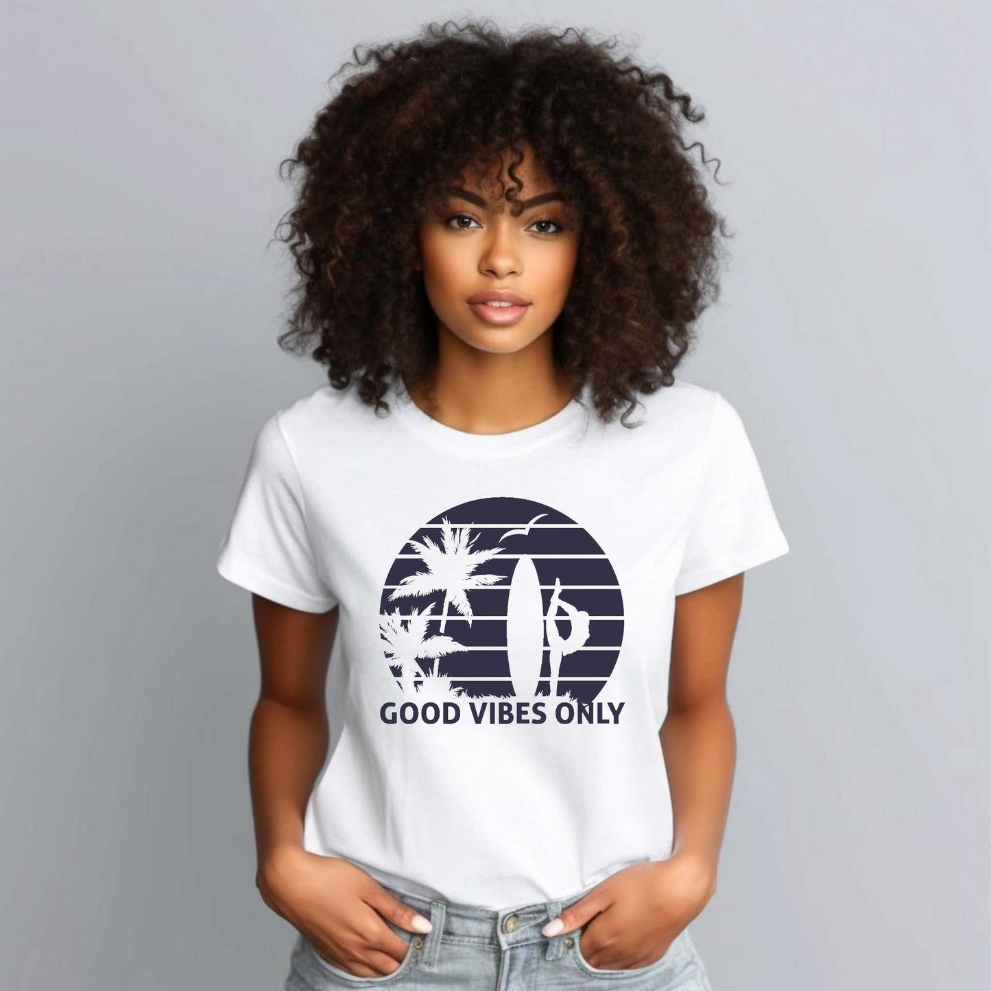 Good Vibes Only T-shirt for Women, Summer Vacation Outdoor Tee.