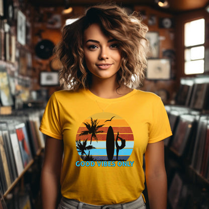 Good Vibes Only T-shirt for Women, Summer Vacation Outdoor Tee.