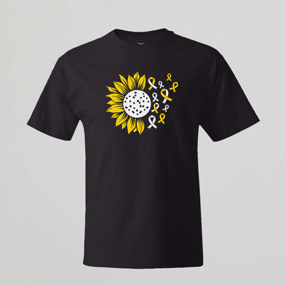 T-shirt with Sunflower. Cancer Awareness.